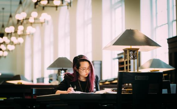 Researcher working in the Matheson Reading Room.